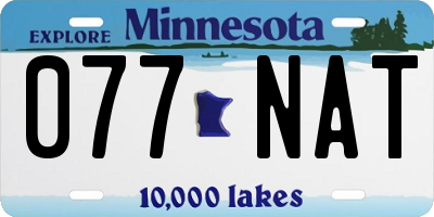 MN license plate 077NAT