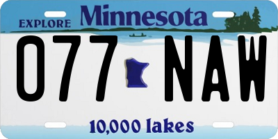 MN license plate 077NAW