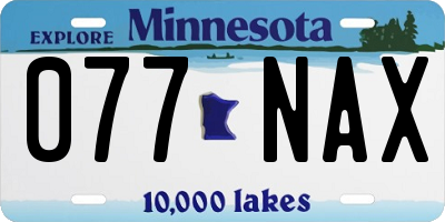 MN license plate 077NAX