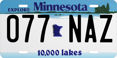 MN license plate 077NAZ