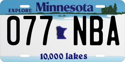MN license plate 077NBA