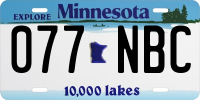 MN license plate 077NBC