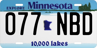 MN license plate 077NBD