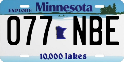 MN license plate 077NBE