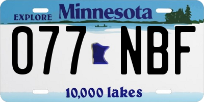 MN license plate 077NBF