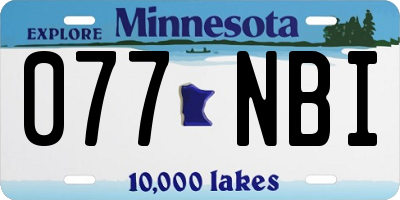 MN license plate 077NBI