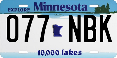 MN license plate 077NBK