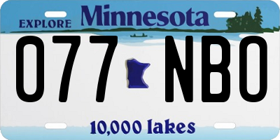MN license plate 077NBO
