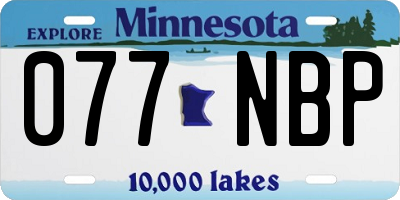 MN license plate 077NBP