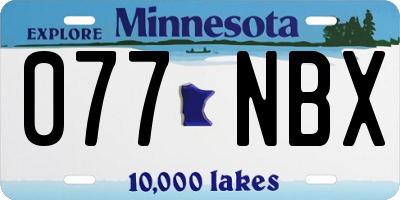 MN license plate 077NBX