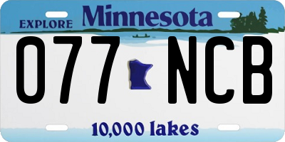 MN license plate 077NCB