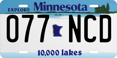 MN license plate 077NCD