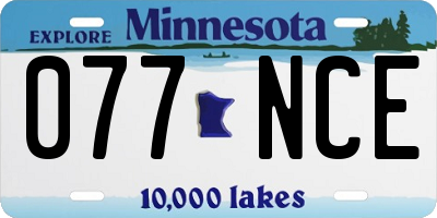 MN license plate 077NCE