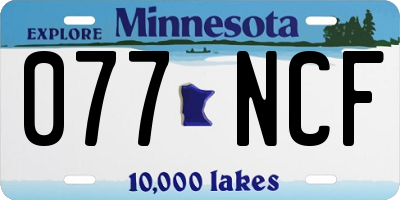 MN license plate 077NCF