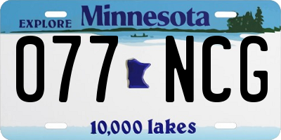MN license plate 077NCG