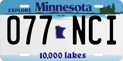 MN license plate 077NCI