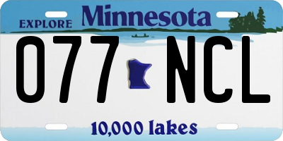 MN license plate 077NCL