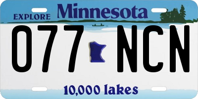 MN license plate 077NCN