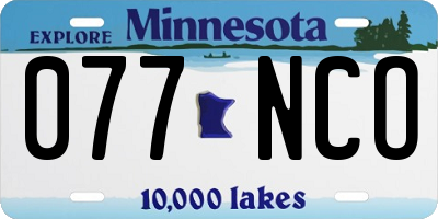MN license plate 077NCO