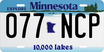 MN license plate 077NCP
