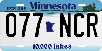MN license plate 077NCR