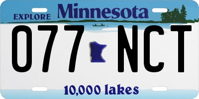 MN license plate 077NCT