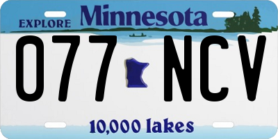 MN license plate 077NCV
