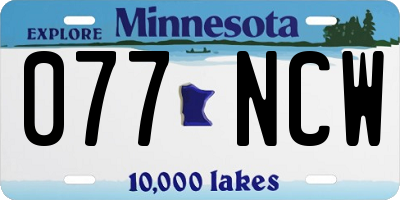 MN license plate 077NCW