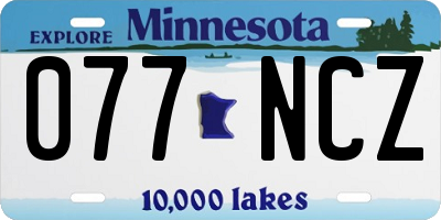 MN license plate 077NCZ