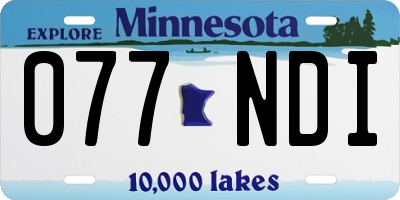 MN license plate 077NDI