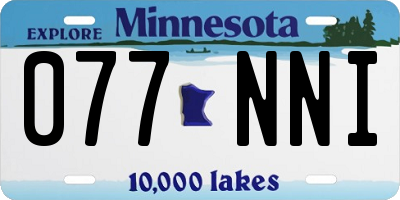 MN license plate 077NNI