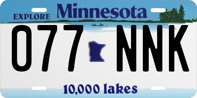 MN license plate 077NNK