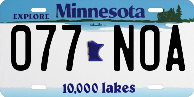 MN license plate 077NOA