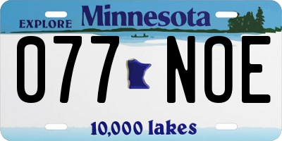 MN license plate 077NOE