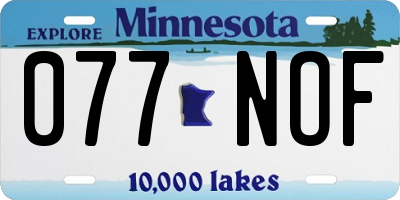 MN license plate 077NOF
