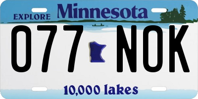 MN license plate 077NOK