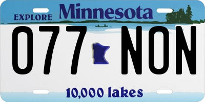 MN license plate 077NON