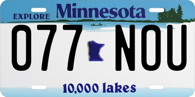 MN license plate 077NOU