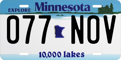 MN license plate 077NOV