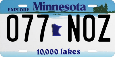 MN license plate 077NOZ
