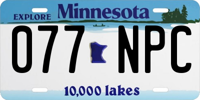 MN license plate 077NPC