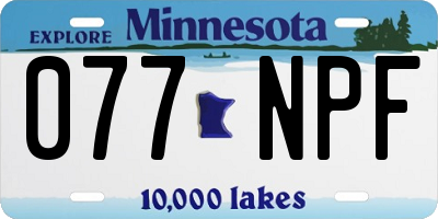 MN license plate 077NPF