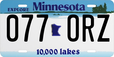 MN license plate 077ORZ