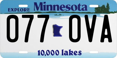 MN license plate 077OVA