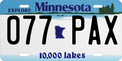 MN license plate 077PAX