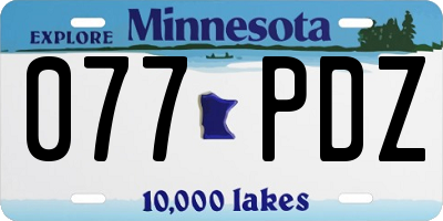 MN license plate 077PDZ
