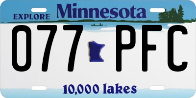 MN license plate 077PFC