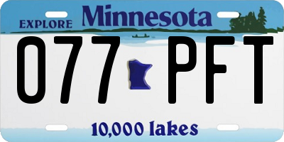 MN license plate 077PFT