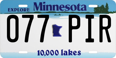MN license plate 077PIR