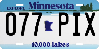 MN license plate 077PIX